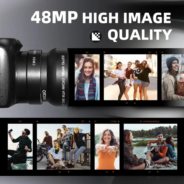 NBD Digital Camera 4K 48MP Kompaktkamera Weitwinkel 16x Zoom