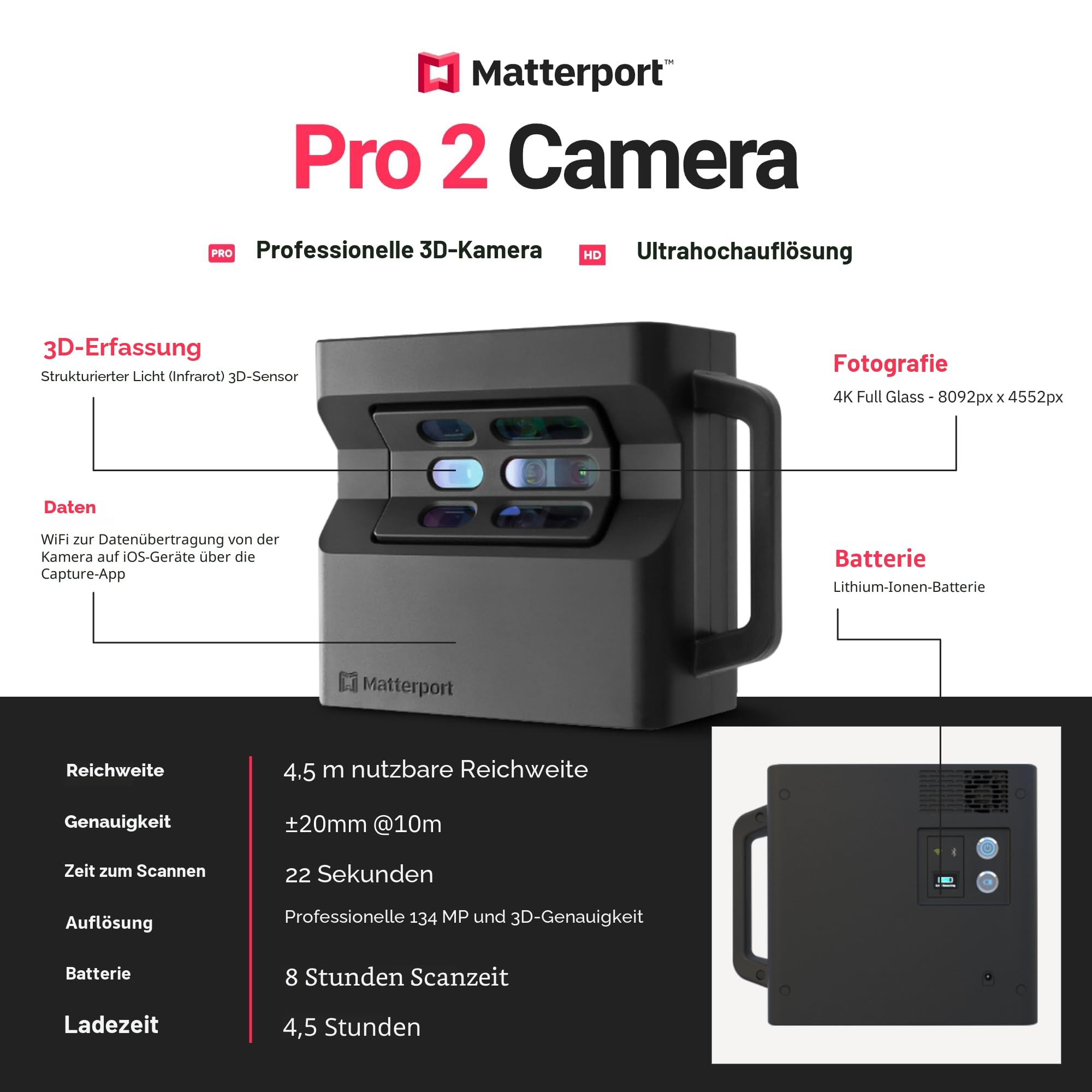 Matterport Pro2 3D-Kamera 360 4K 134MP Scanner