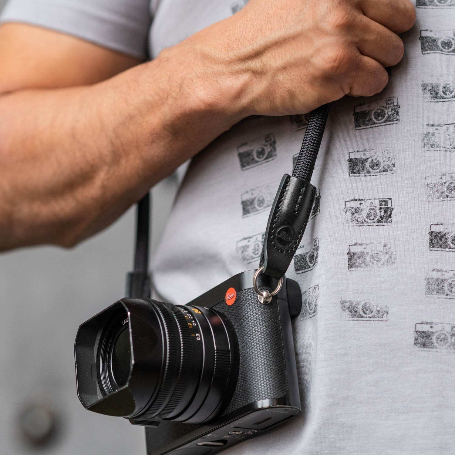 COOPH Leica Rope Strap Kameragurt Schwarz 100 cm Stahlring