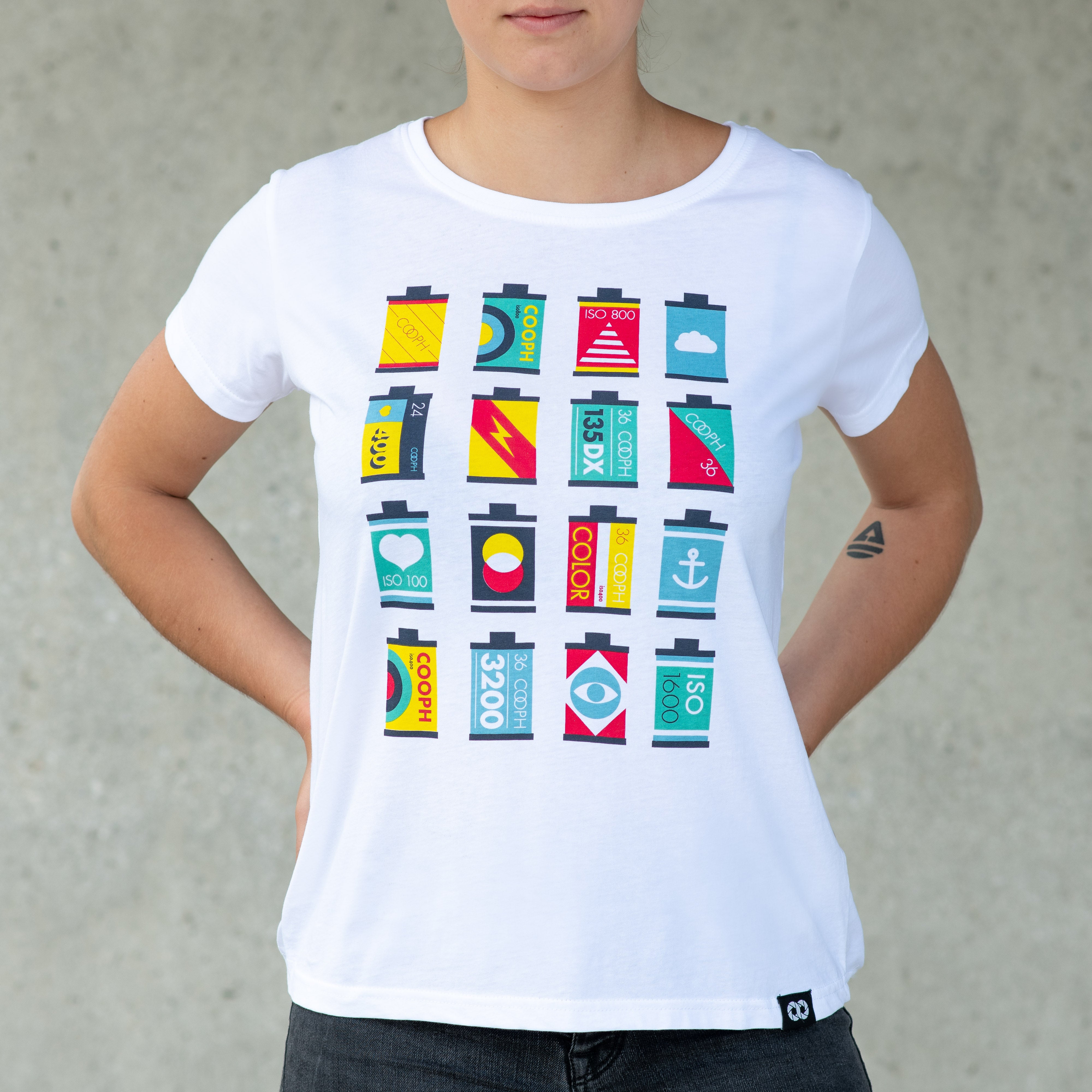 COOPH CANISTERS T-Shirt Damen gelber Print klassischer Schnitt