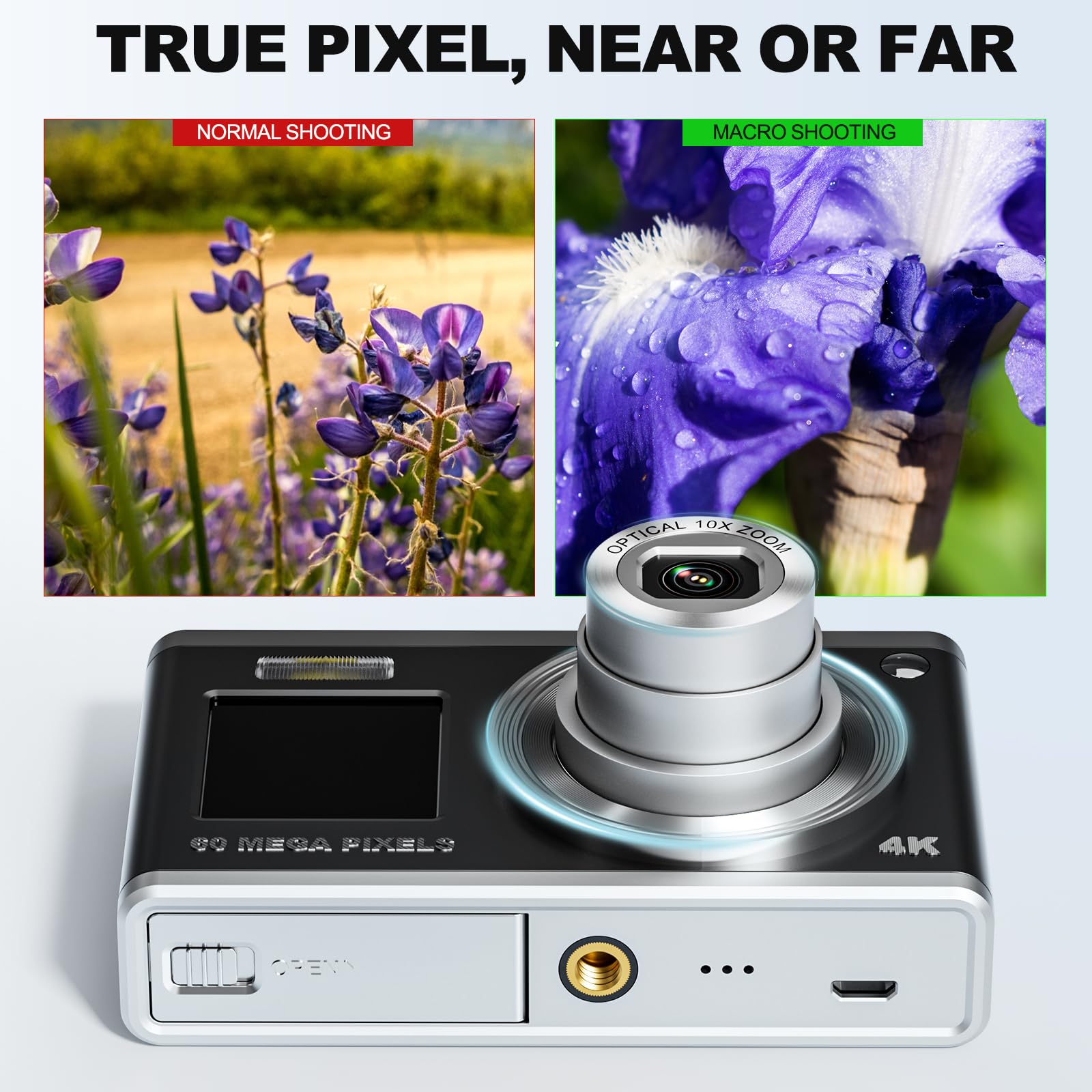 NBD Digital Camera 60MP Digitalkamera 4K 32GB Dunkel
