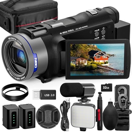 NBD 4K Videokamera Camcorder 48MP WiFi Flip Screen Set
