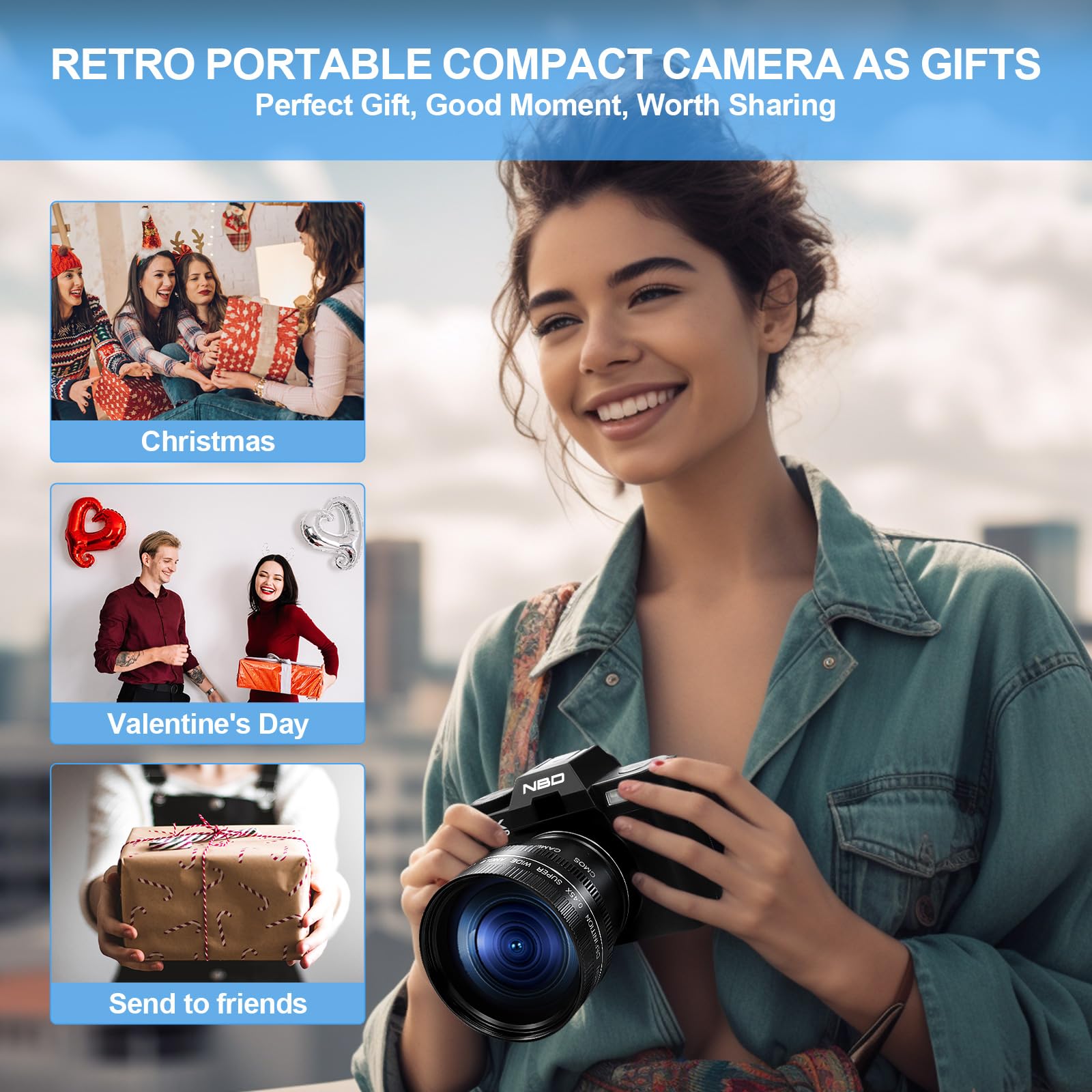 NBD S100P Digitalkamera 4K 48MP Vlogging 32GB Weitwinkel