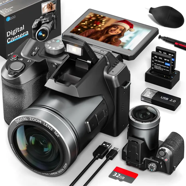 NBD Digital Camera NBD-S205 4K Vlogging Kamera 64MP WLAN 32GB Set