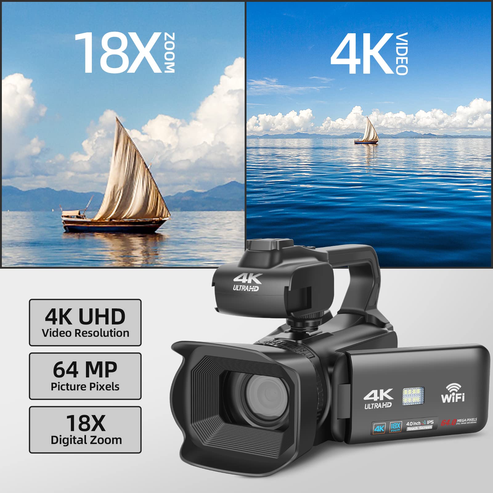 NBD Digital Camera Camcorder 4K 64MP 32GB Touchscreen