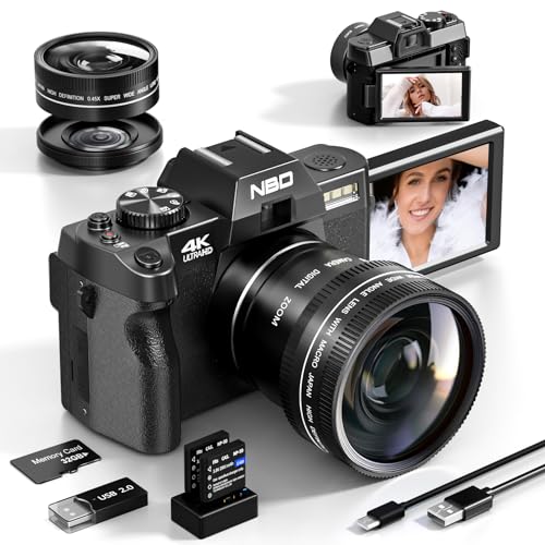 NBD Digital Camera 4K 48MP schwarz mit Weitwinkel 32GB