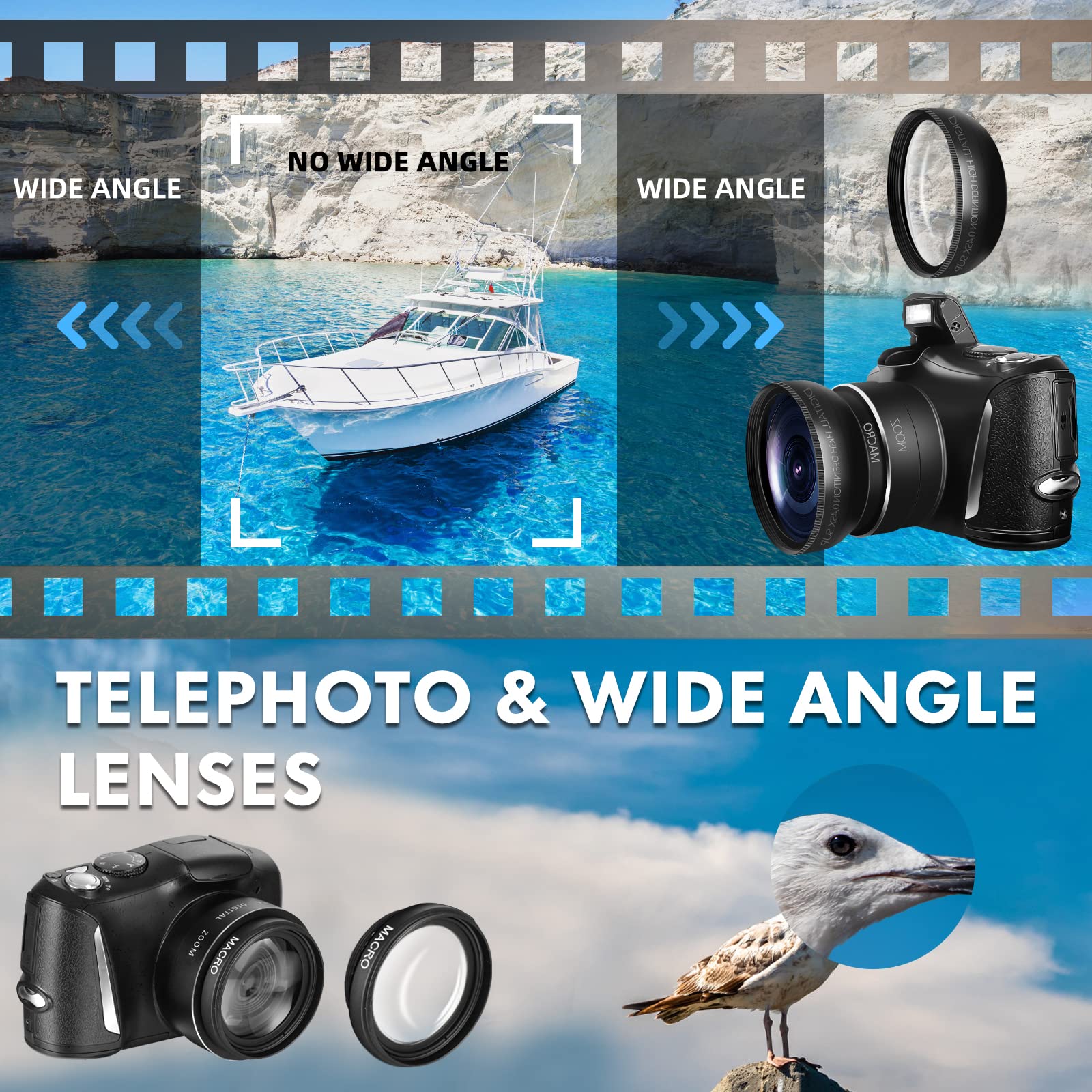 NBD Digital Camera 4K 48MP Kompaktkamera Weitwinkel 16x Zoom