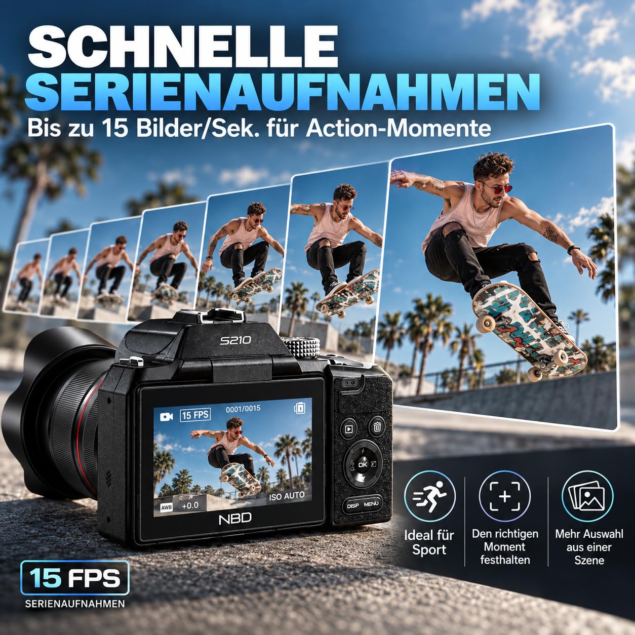 NBD Digital Camera 8K 64MP Digitalkamera 16x Zoom Klappdisplay