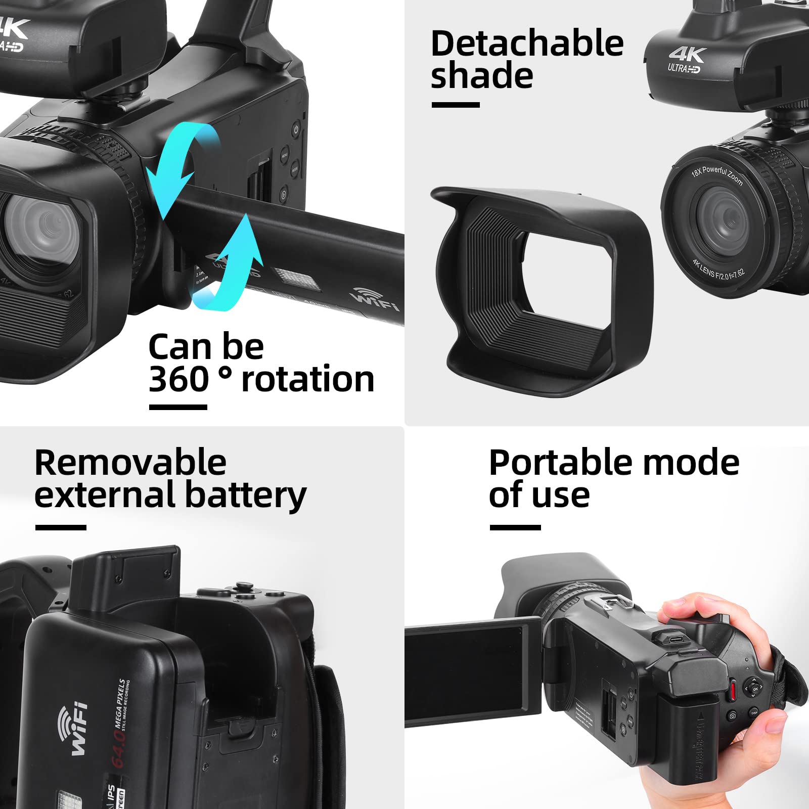NBD Digital Camera Camcorder 4K 64MP 32GB Touchscreen