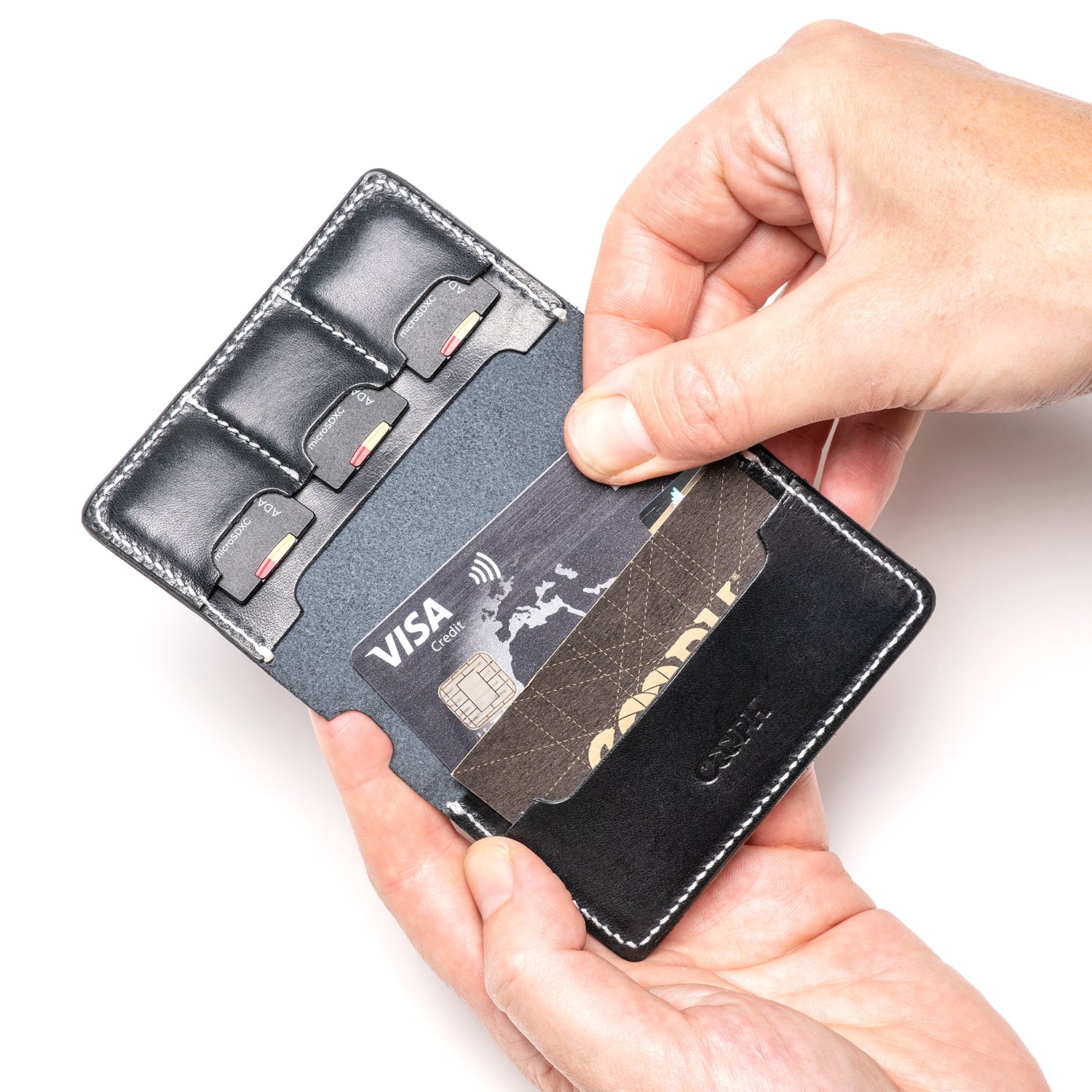 COOPH Leather Card Holder Kartenetui Leder Schwarz SD