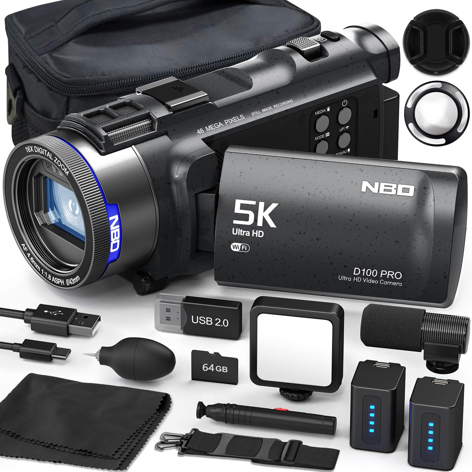 NBD Digital Camera 5K Videokamera 48MP Autofokus Schwarz Mikro