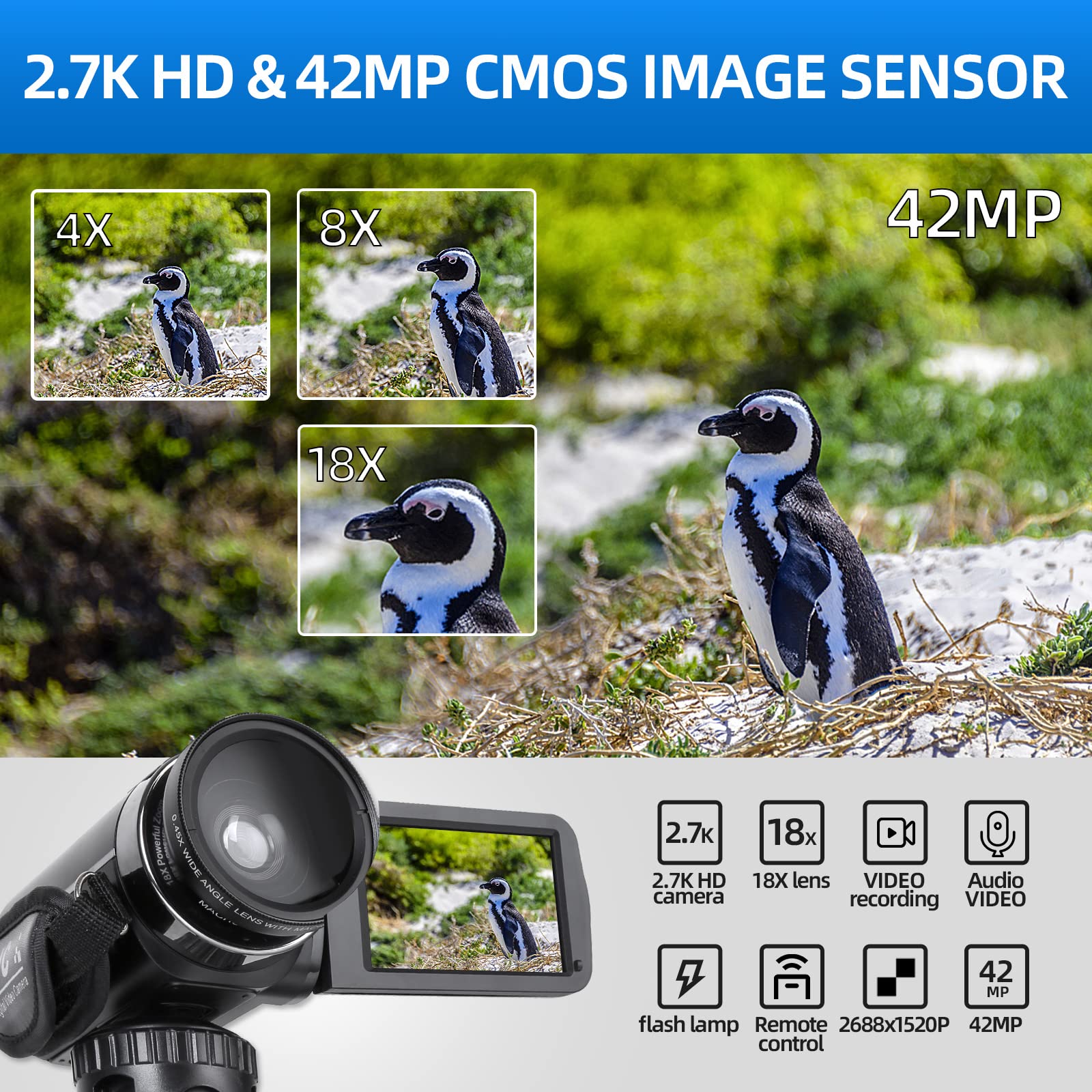 NBD Digital Camera 2406 Videokamera 2.7K 42MP 18X Zoom