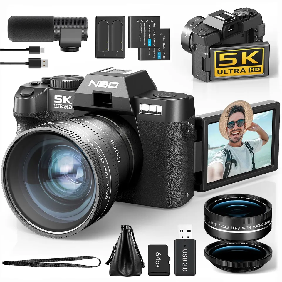 NBD Digital Camera 5K 64MP Digitalkamera Schwarz 16X Zoom