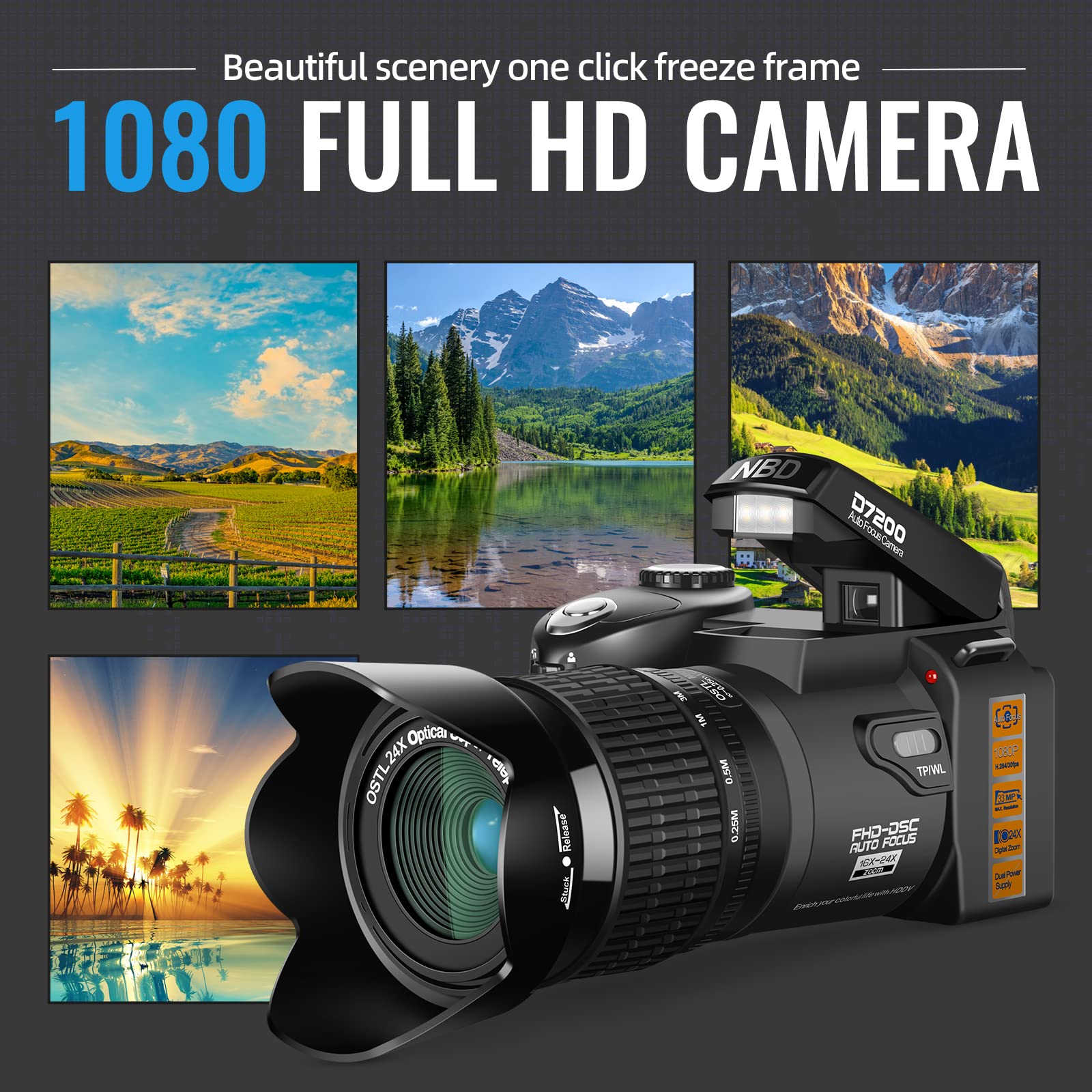 NBD Digitalkamera 33MP 1080p mit 24x Teleobjektiv