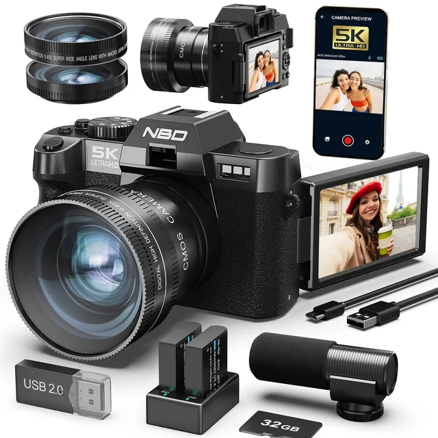 NBD Digital Camera 5K Vloggingkamera 48MP WLAN Schwarz