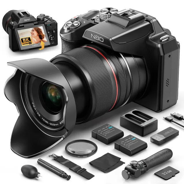 NBD Digital Camera 8K 64MP Digitalkamera 16x Zoom Klappdisplay