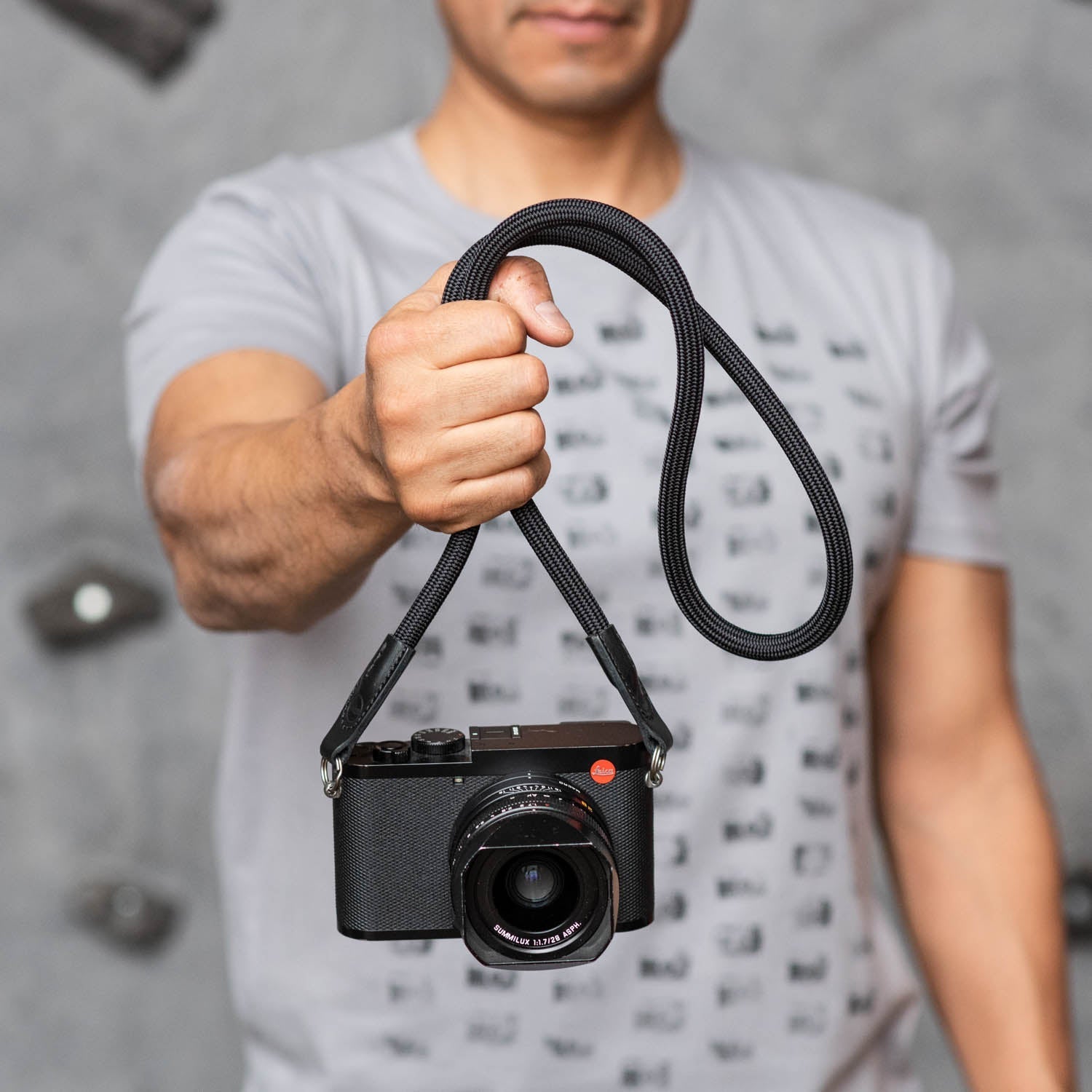COOPH Leica Rope Strap Kameragurt Schwarz 100 cm Stahlring