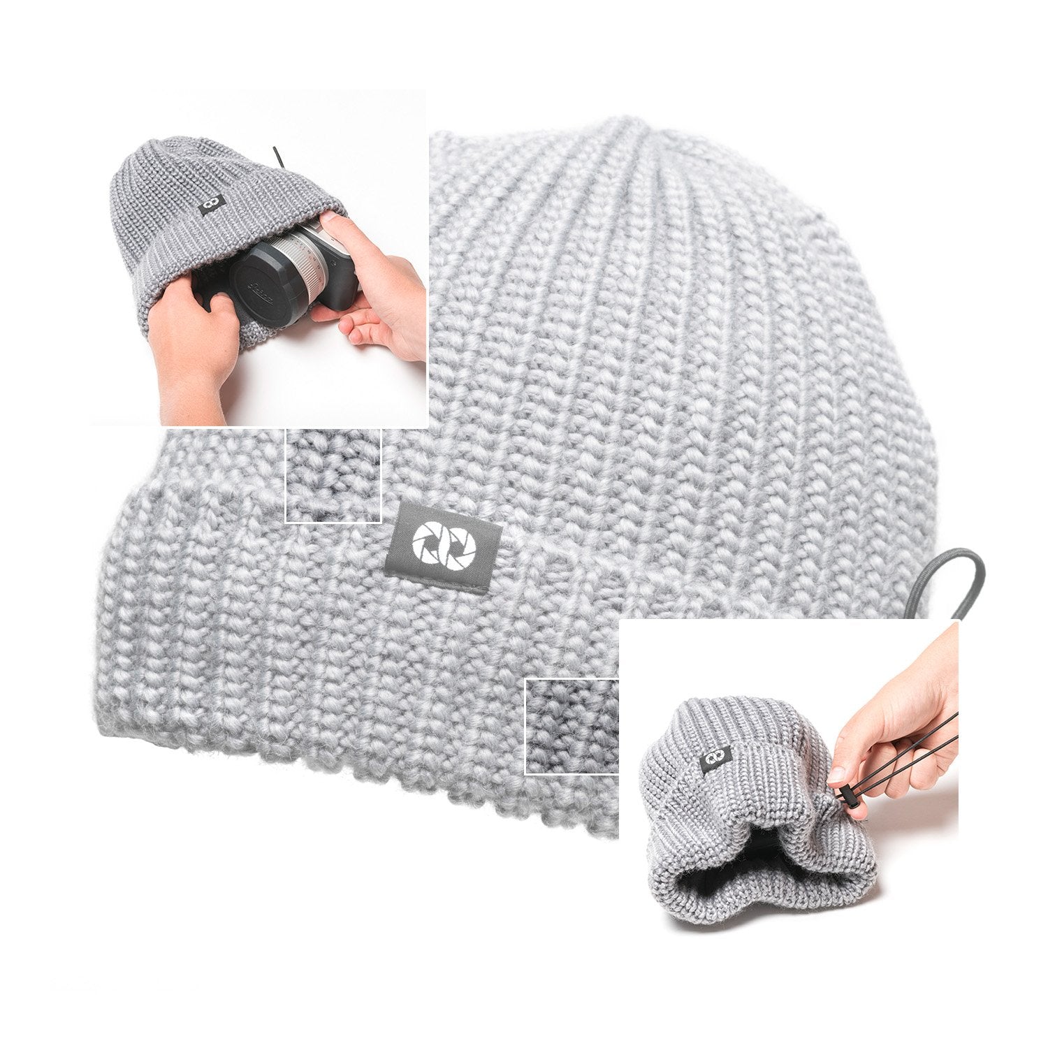 COOPH KNIT Pouch Beanie Strickmütze Kameratasche kurz