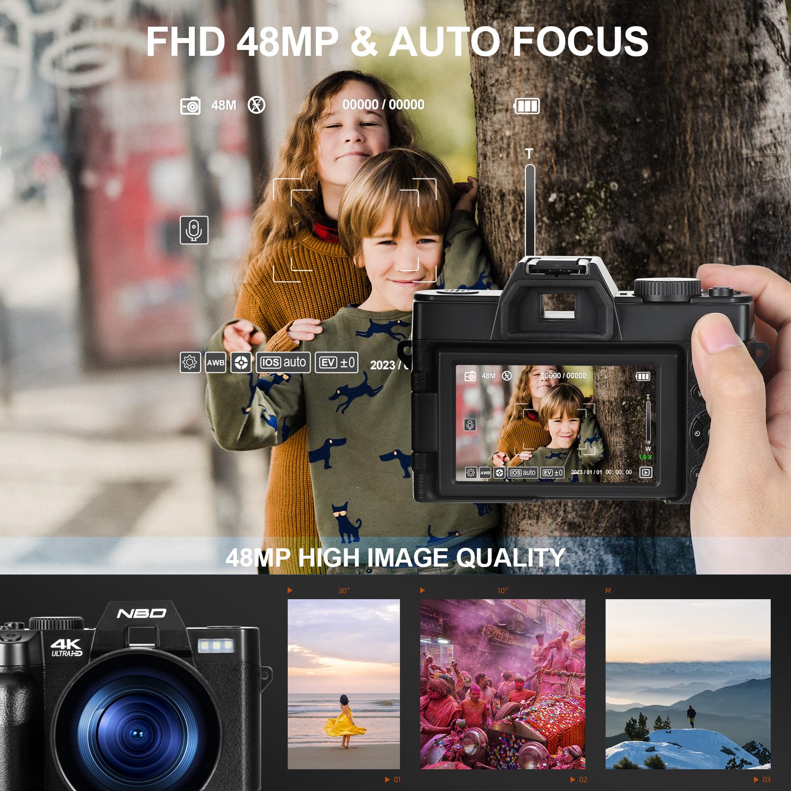 NBD S100P Digitalkamera 4K 48MP Vlogging 32GB Weitwinkel