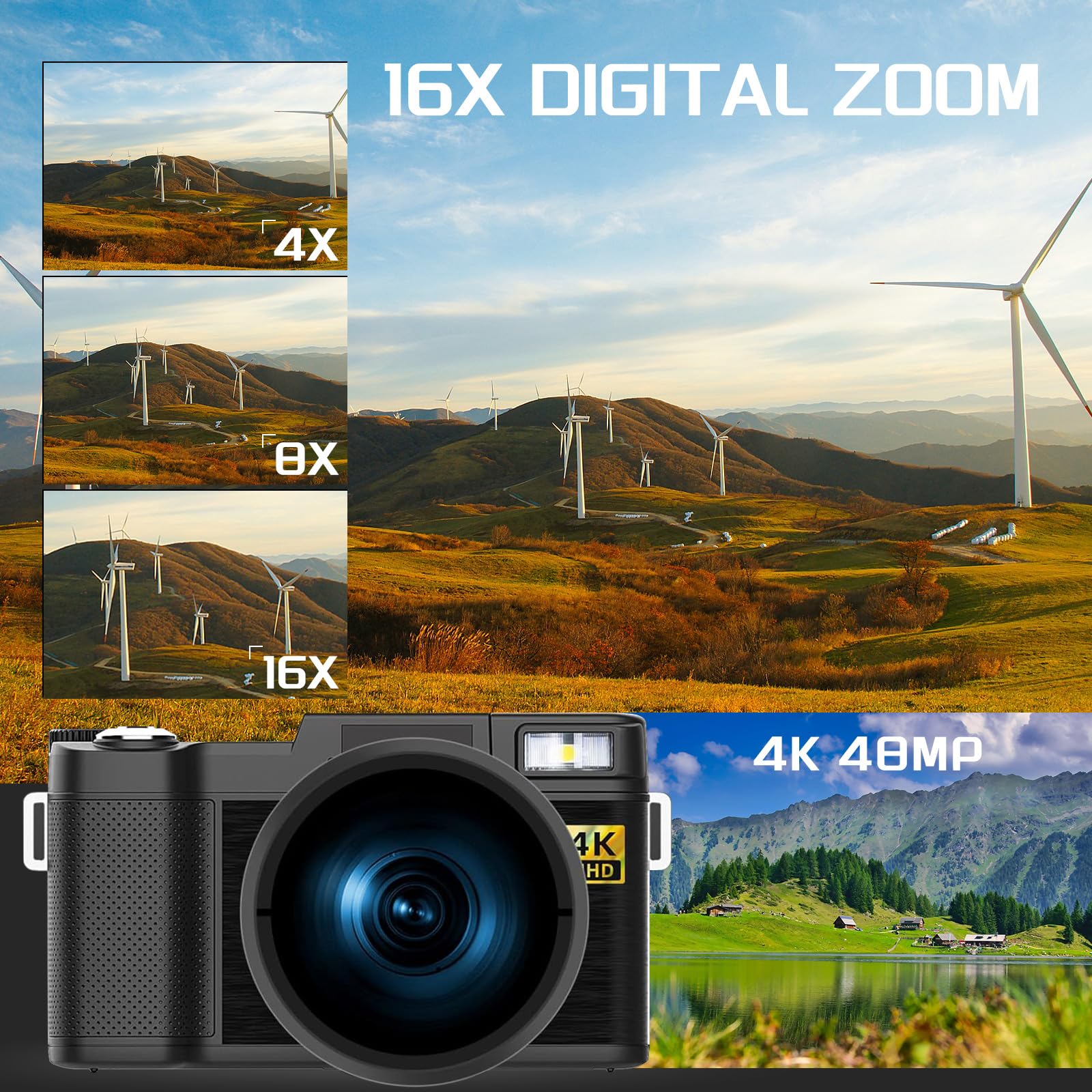 NBD Digital Camera V01 Digitalkamera 4K 48MP WiFi Flipscreen