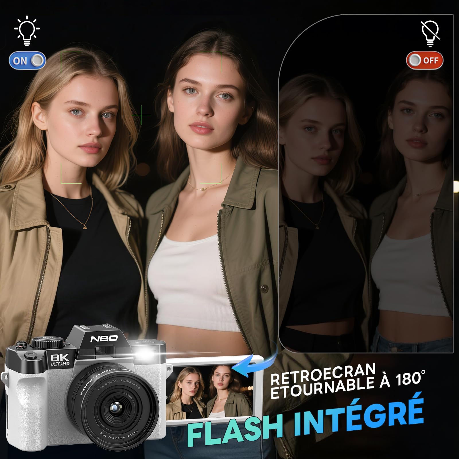 NBD Digital Camera 8K Digitalkamera 64MP Weiß