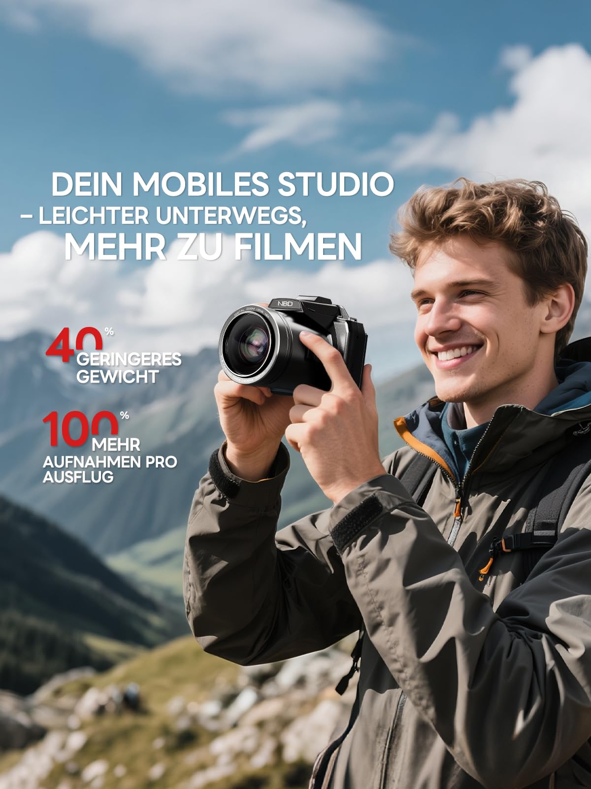 NBD Digital Camera 8K 64MP Digitalkamera mit Klappdisplay