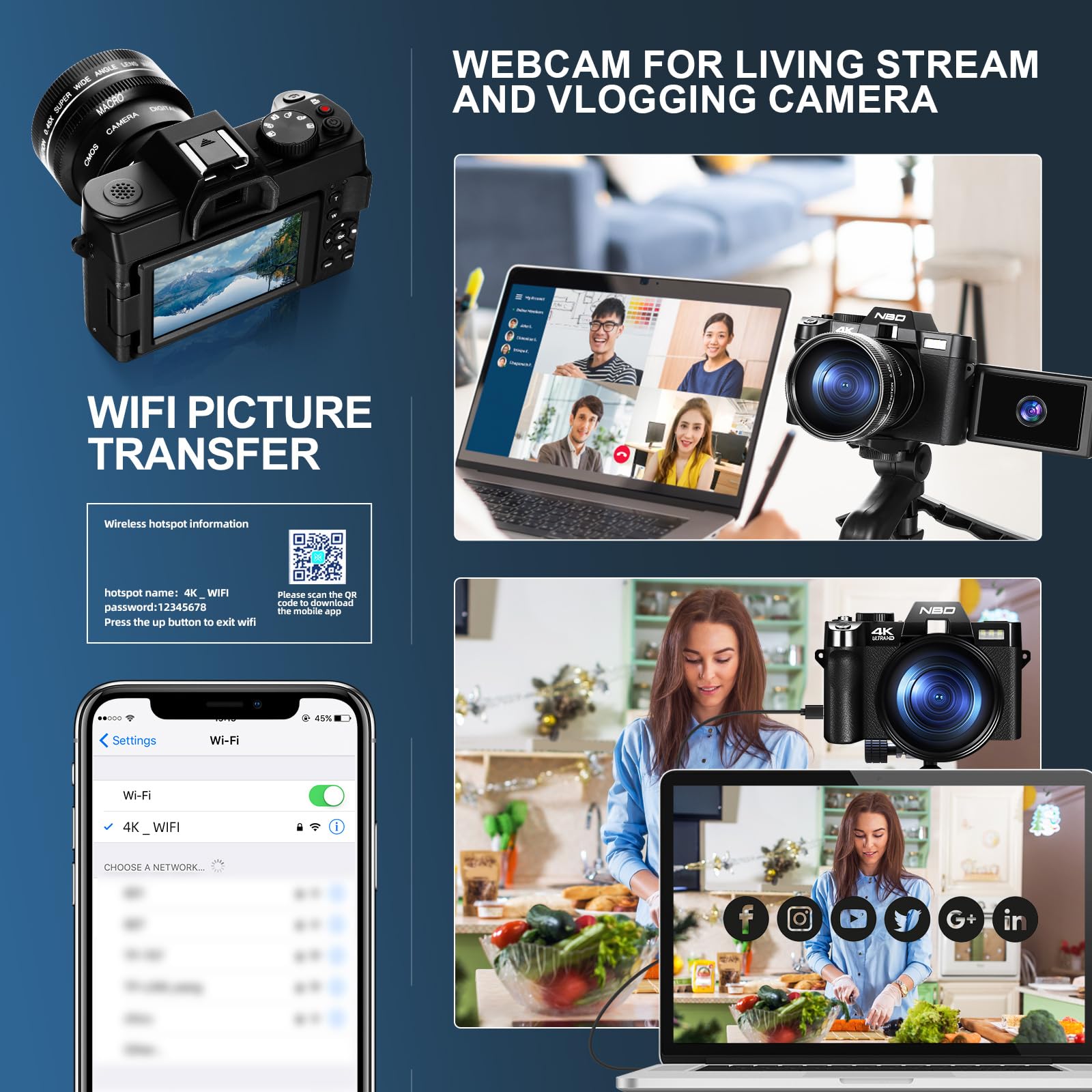 NBD S100P Digitalkamera 4K 48MP Vlogging 32GB Weitwinkel