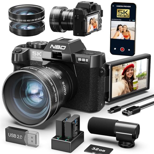 NBD Digital Camera 5K Vloggingkamera 48MP WLAN Schwarz