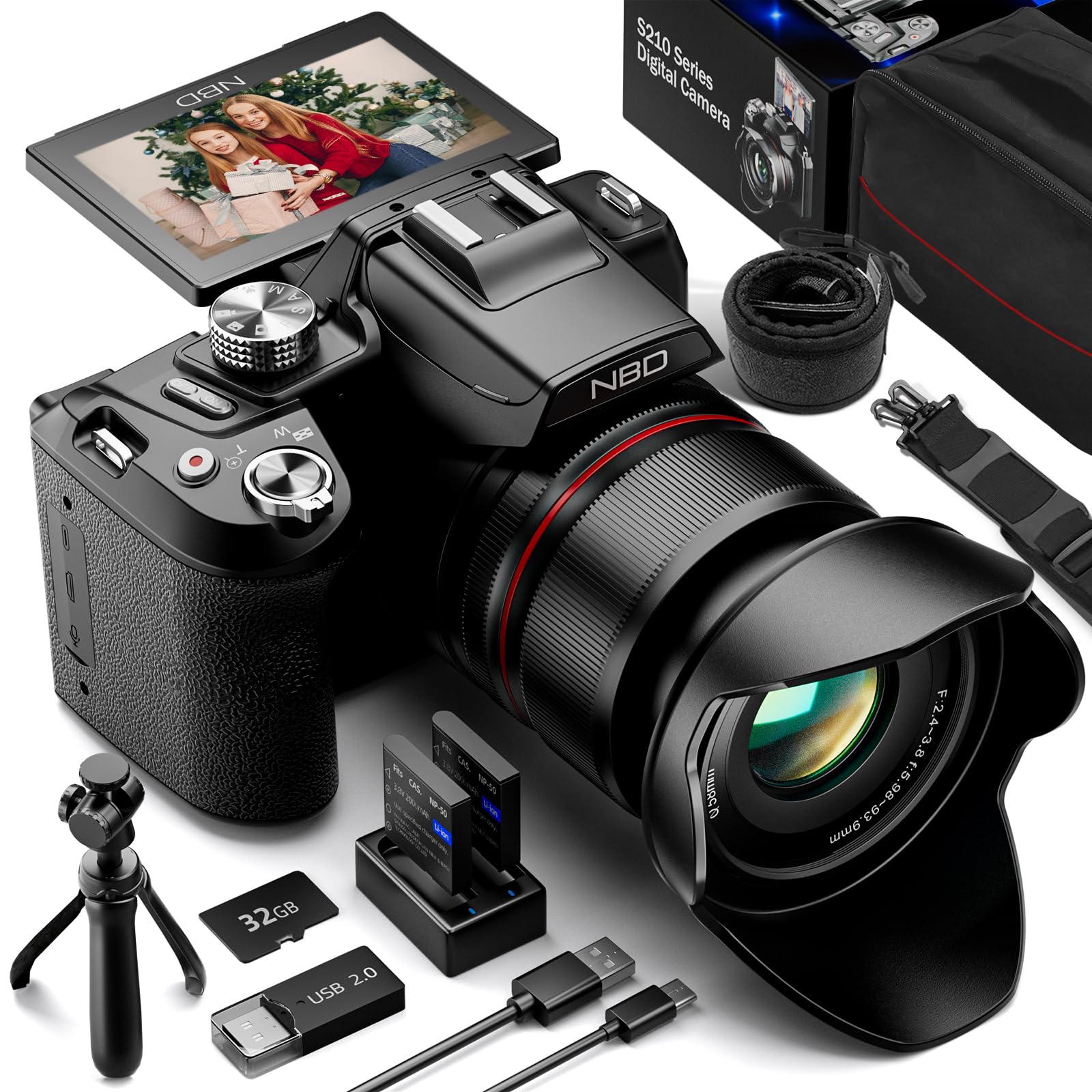 NBD Digital Camera 5K 64MP Vlogging Kamera 16X Zoom WLAN Graphit