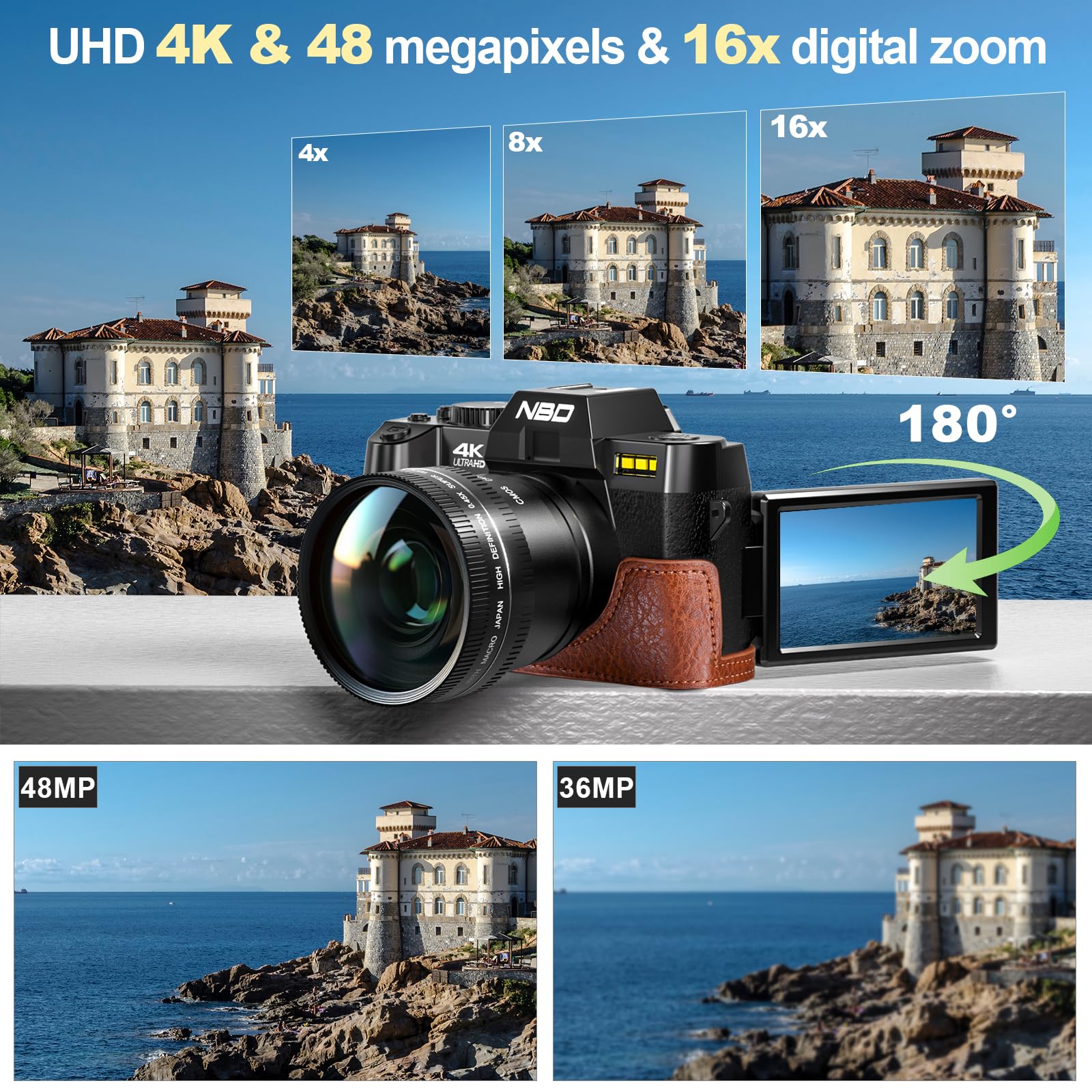 NBD Digital Camera 4K Digitalkamera 48MP Schwarz