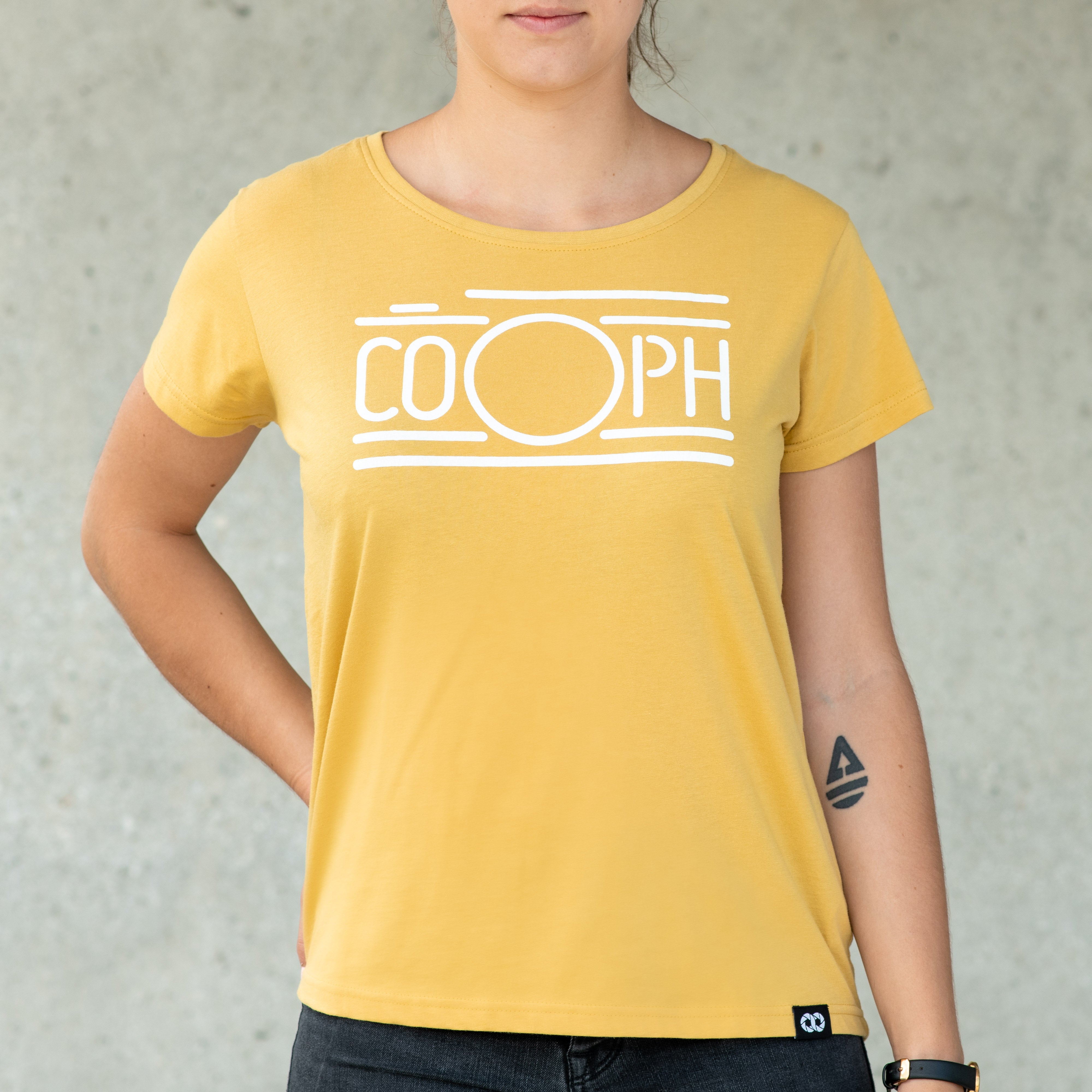 COOPH Coophcam T-Shirt Damen Gelb Fotografen-Print