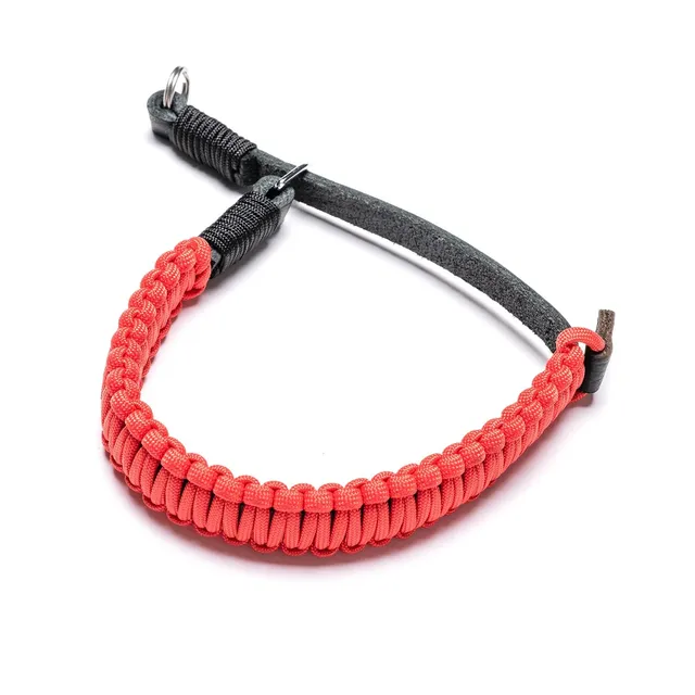 COOPH Leica Paracord Handschlaufe Seil Schwarz/Rot Stahlring