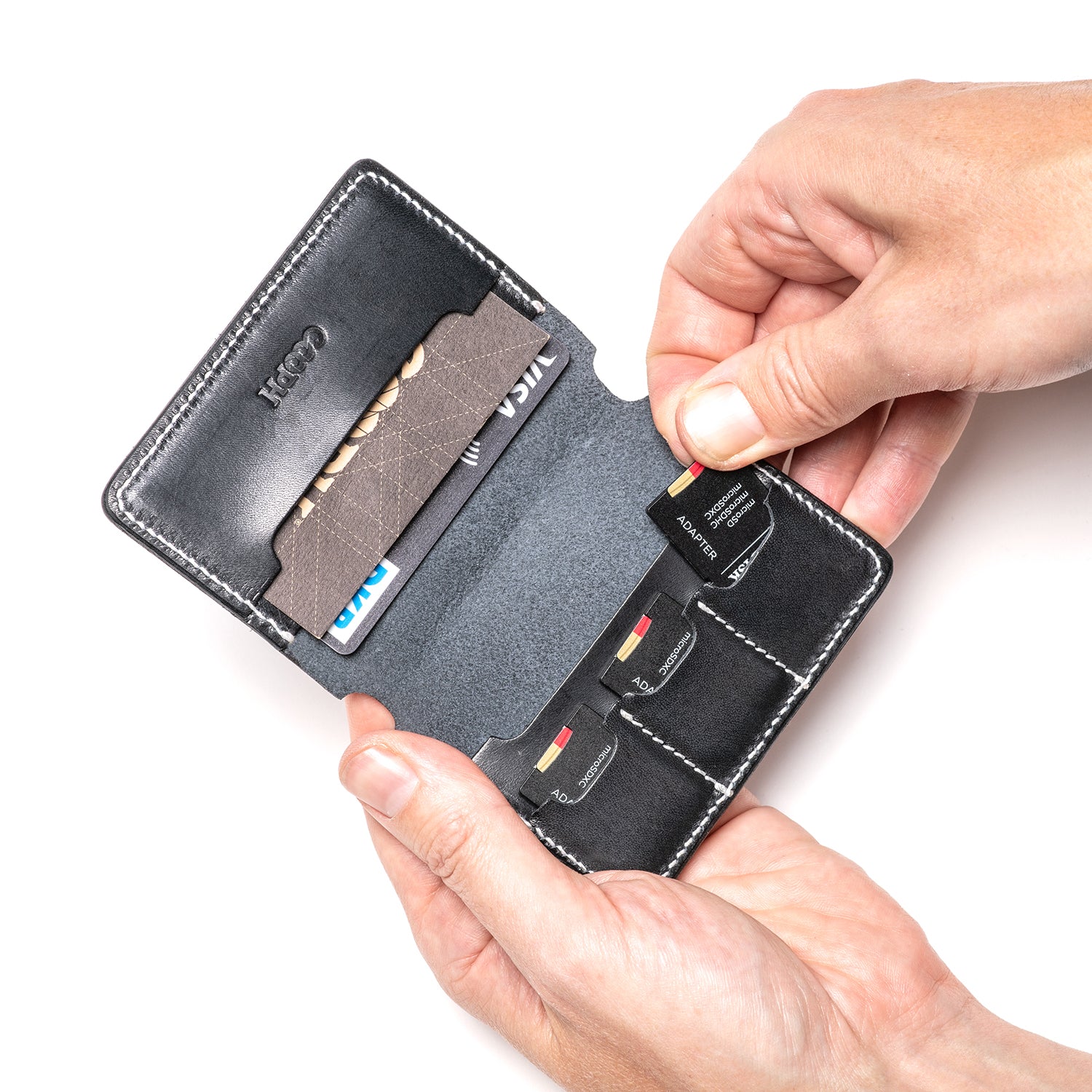 COOPH Leather Card Holder Kartenetui Leder Schwarz SD