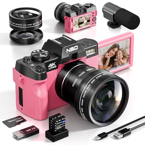 NBD Digital Camera 4K Digitalkamera 48MP WiFi Rosa 32GB