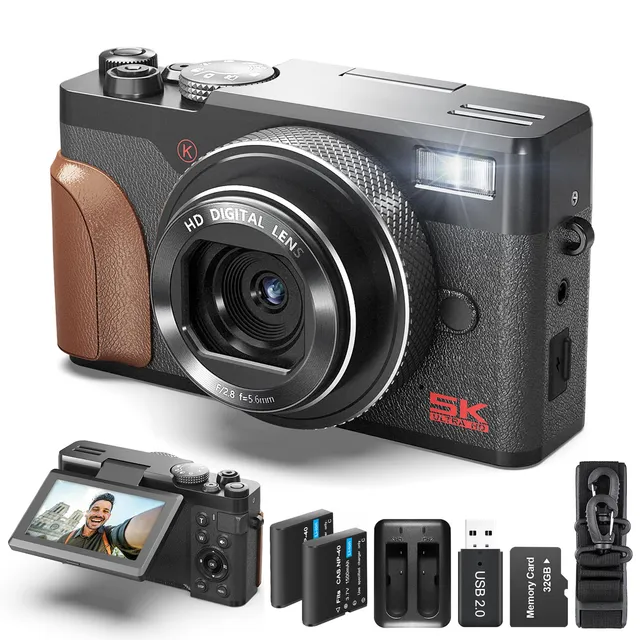 NBD Digital Camera 64MP 5K Vlogging schwarz mit 32GB