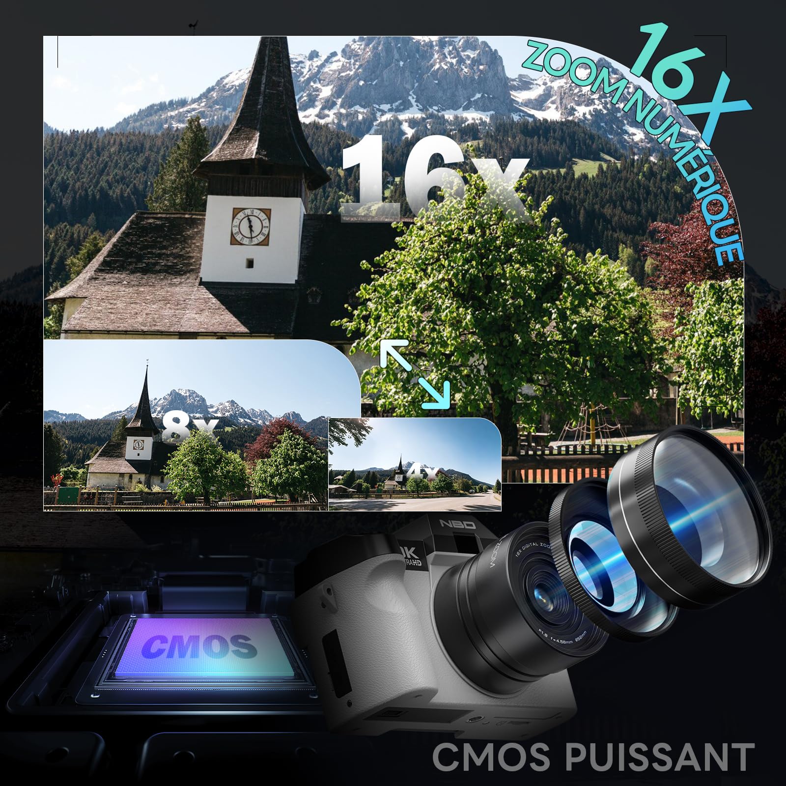 NBD Digital Camera 8K Digitalkamera 64MP Weiß