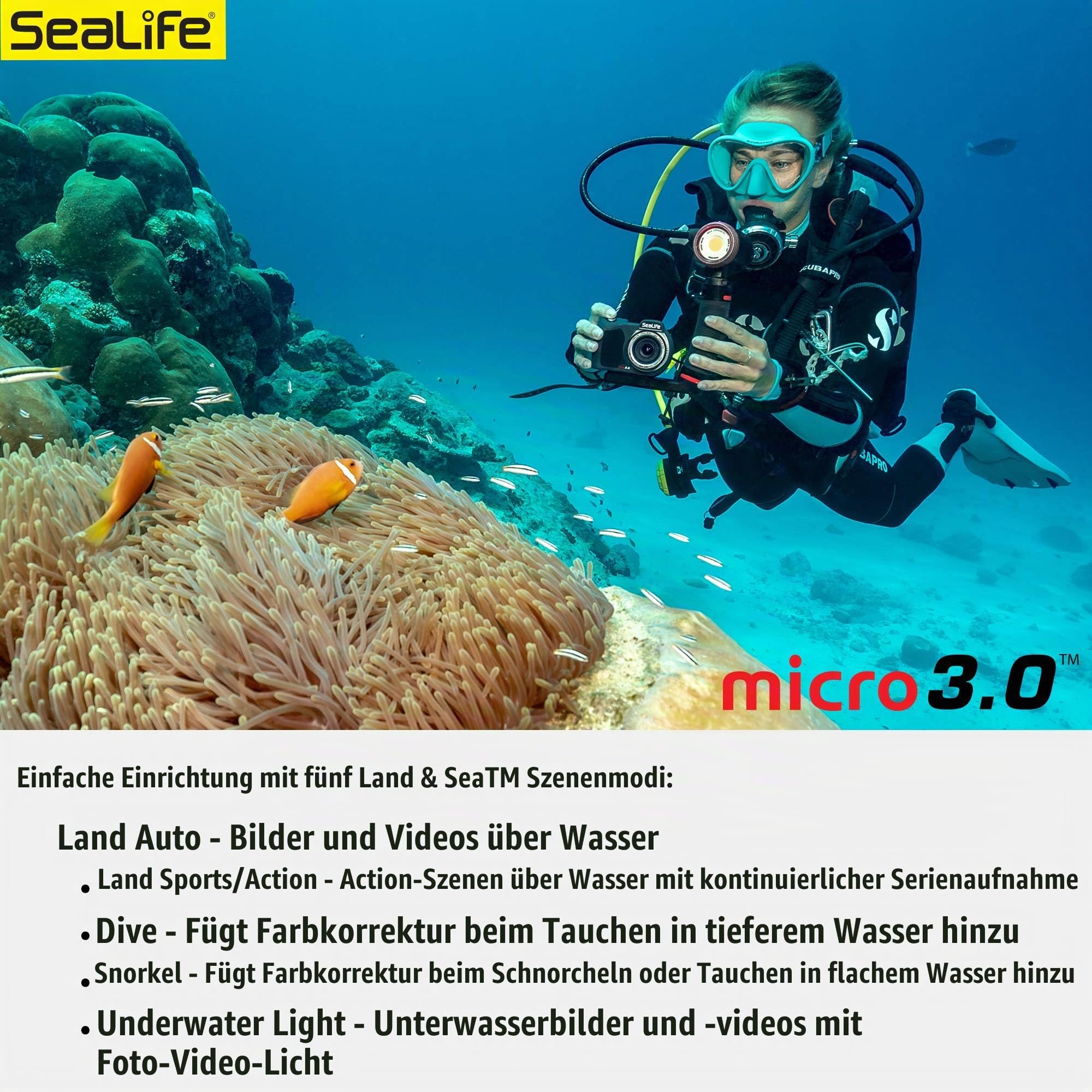 SeaLife Micro 3.0 SL550 Unterwasserkamera 64GB 4K 60m