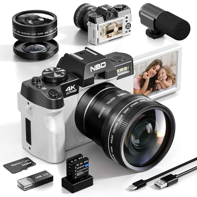NBD Digital Camera 4K Digitalkamera 48MP WiFi Weiß 32GB