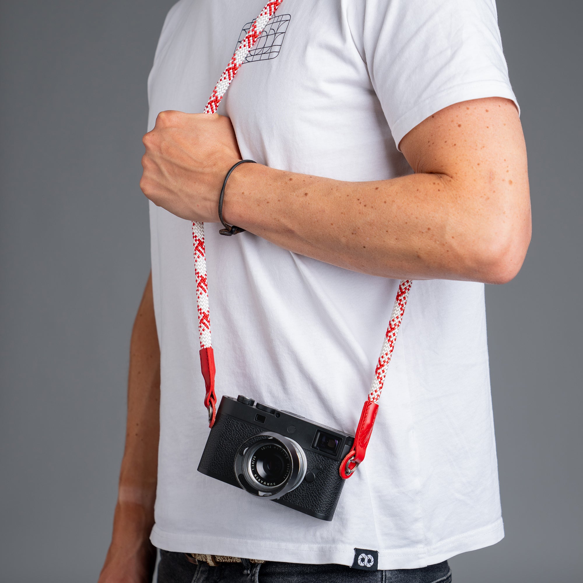 COOPH Koi Kameragurt Rot-Weiß 100 cm Leder