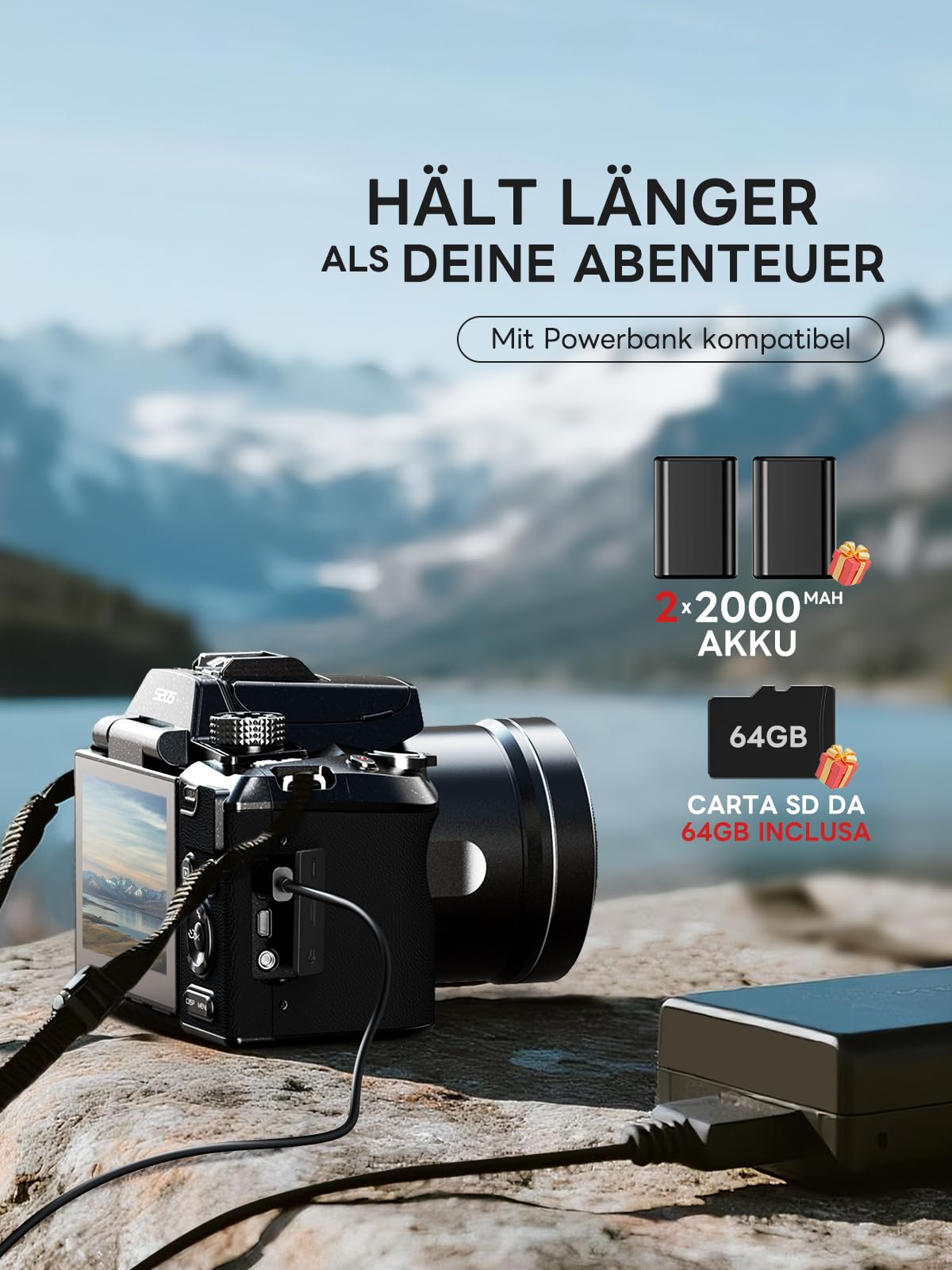 NBD Digital Camera 8K 64MP Digitalkamera mit Klappdisplay
